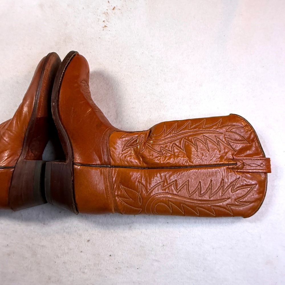 Vintage 90s Dan Post Cowboy Boots Womens 6.5C Brown Leather Western Cowgirl USA - Picture 4 of 9